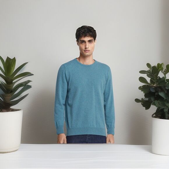 Falconeri Men's Cashmere UltraSoft Crewneck Sweater  light blue Size M NWOT - Picture 1 of 8